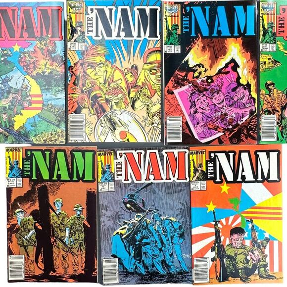 Marvel 'The Nam Comic Book Lot of 7 Jan 1986 - June 1987 Vintage Comic Book Lot - Picture 1 of 15